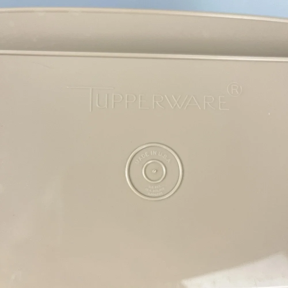 Tupperware Deviled Egg‎ Keeper Carrier Storage Tan Vintage USA 4 pc Trays & Lid